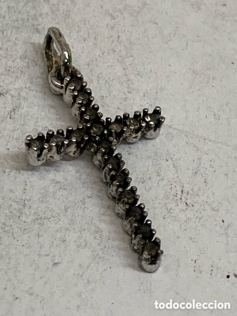 Antig&uuml;edades: Cruz de plata con circonitas /C548 - Foto 1