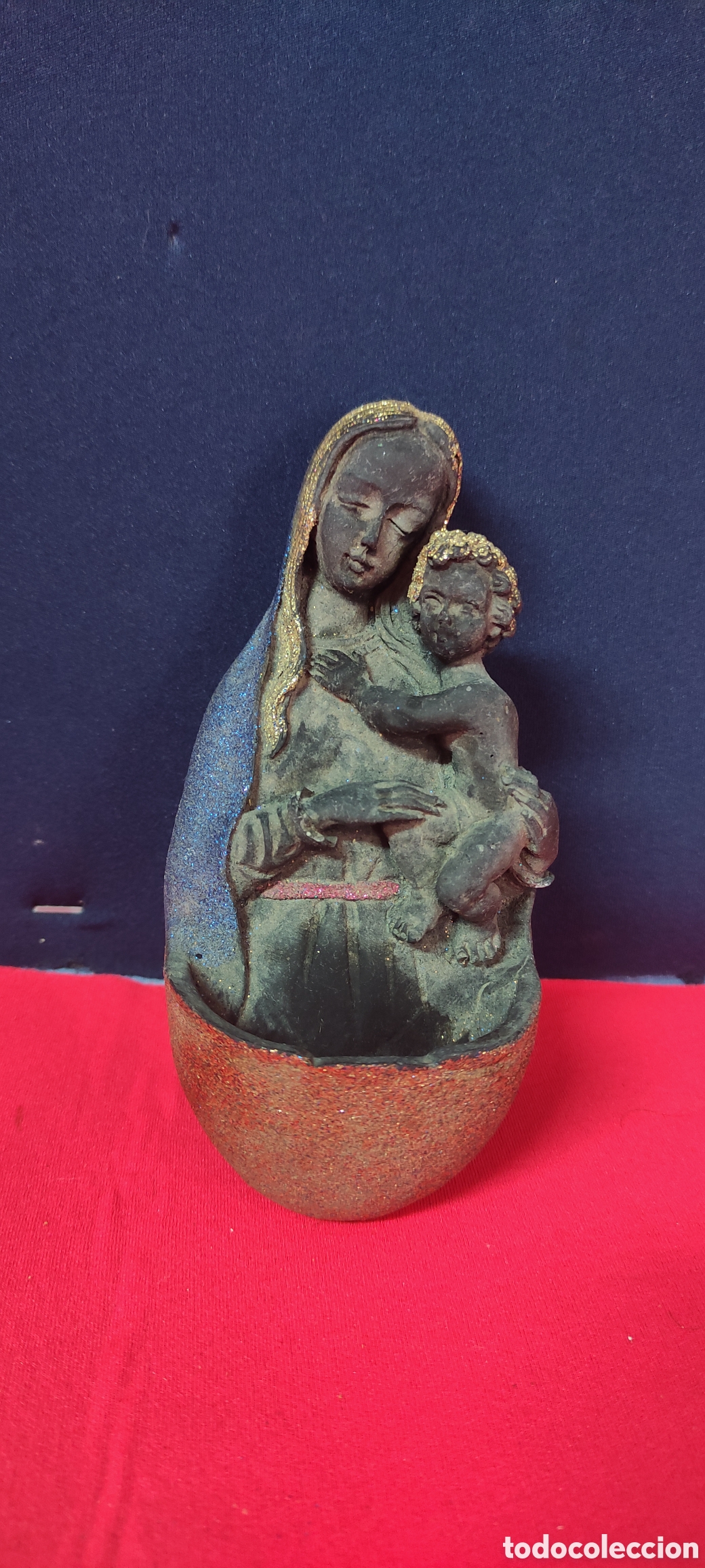 Antig&uuml;edades: Antiguo Virgen y ni&ntilde;o,v benditera - Foto 3