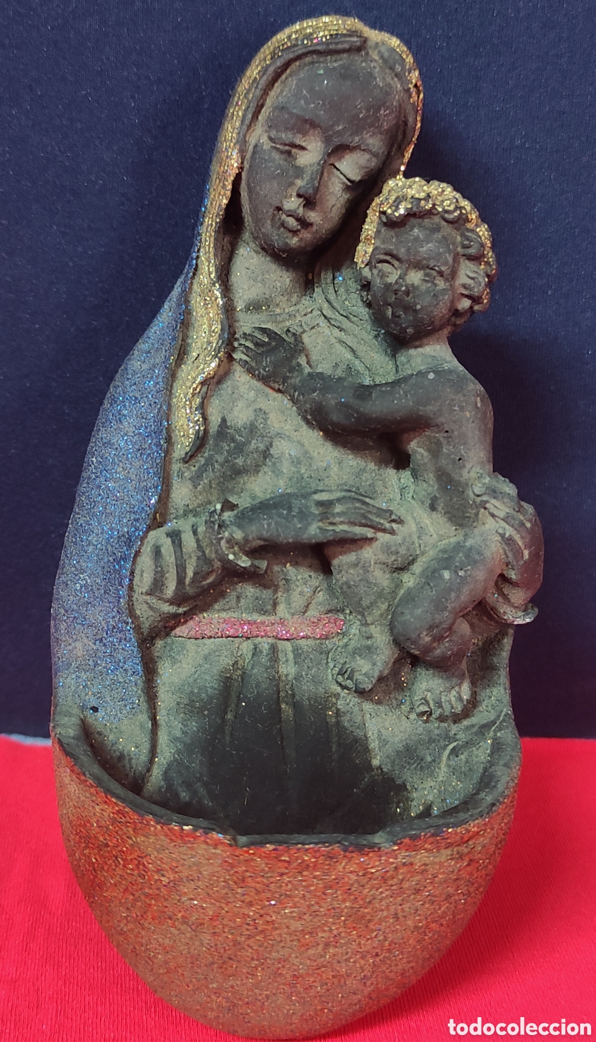 Antig&uuml;edades: Antiguo Virgen y ni&ntilde;o,v benditera - Foto 1