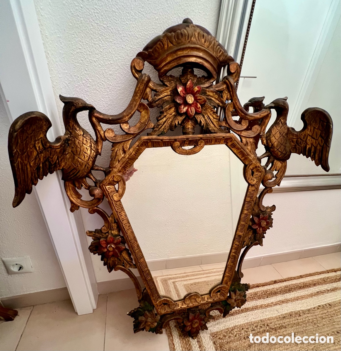 Antig&uuml;edades: Espejo antiguo madera tallada - Foto 1