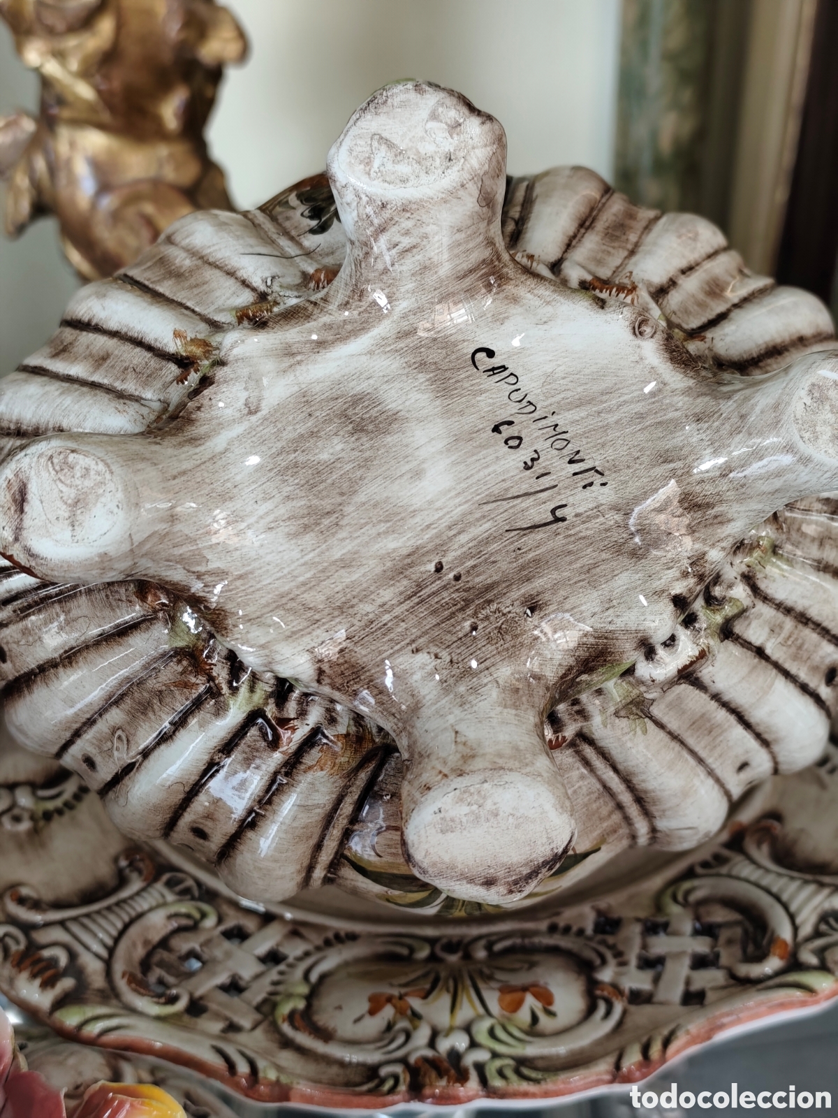 Antig&uuml;edades: Preciosa sopera Capodimonte con su plato. - Foto 4