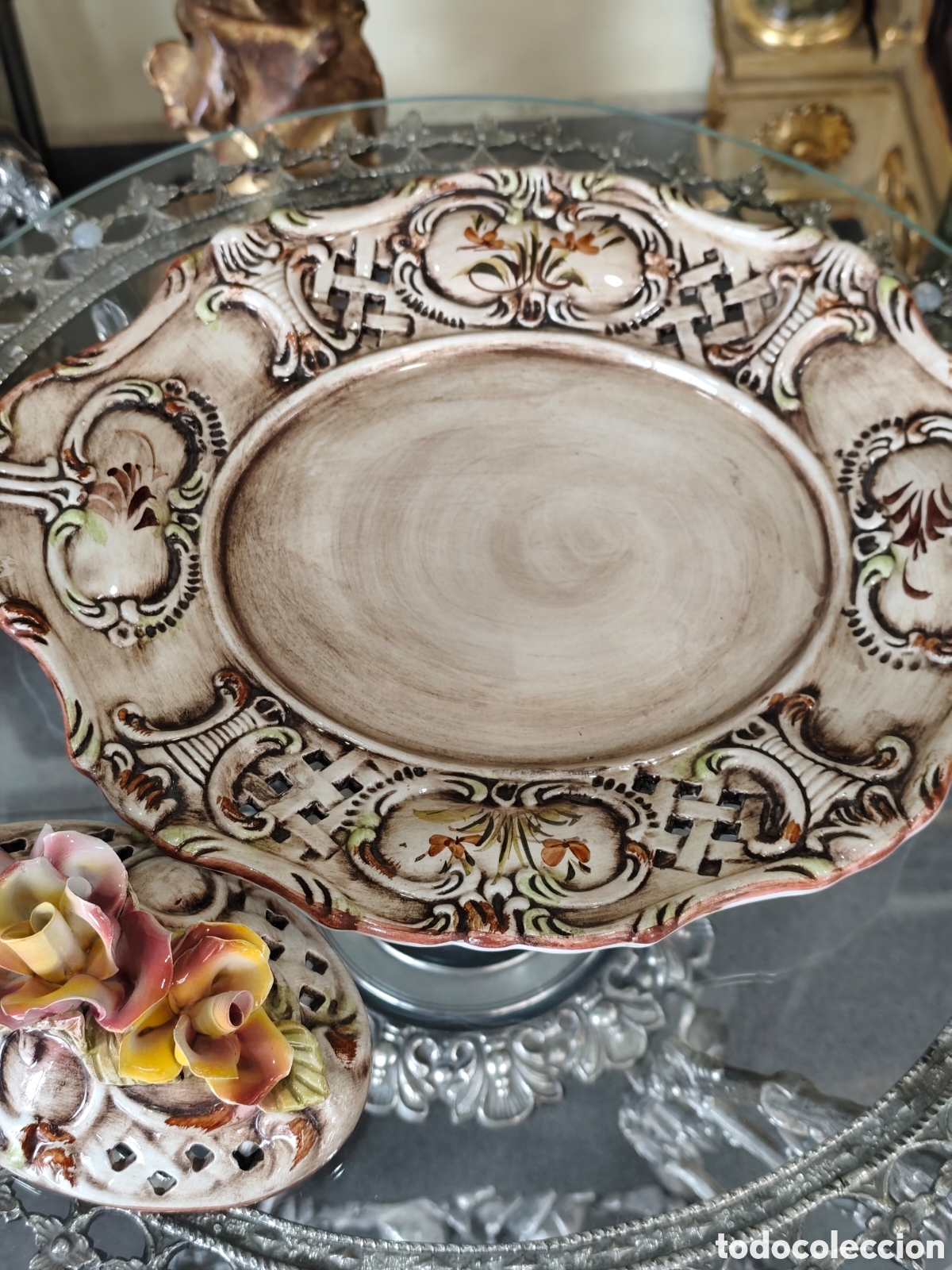 Antig&uuml;edades: Preciosa sopera Capodimonte con su plato. - Foto 5