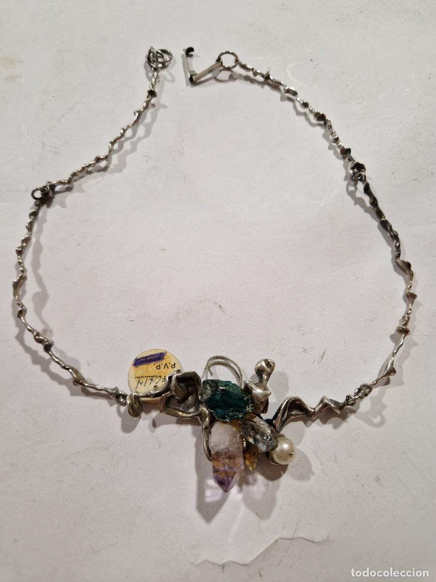 Antig&uuml;edades: Collar de plata y minerales. - Foto 1