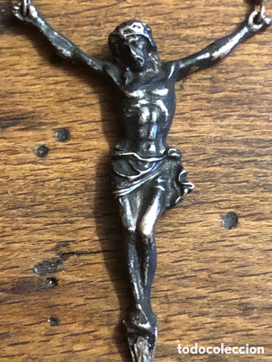 Antig&uuml;edades: Crucifijo antiguo plata - Foto 7