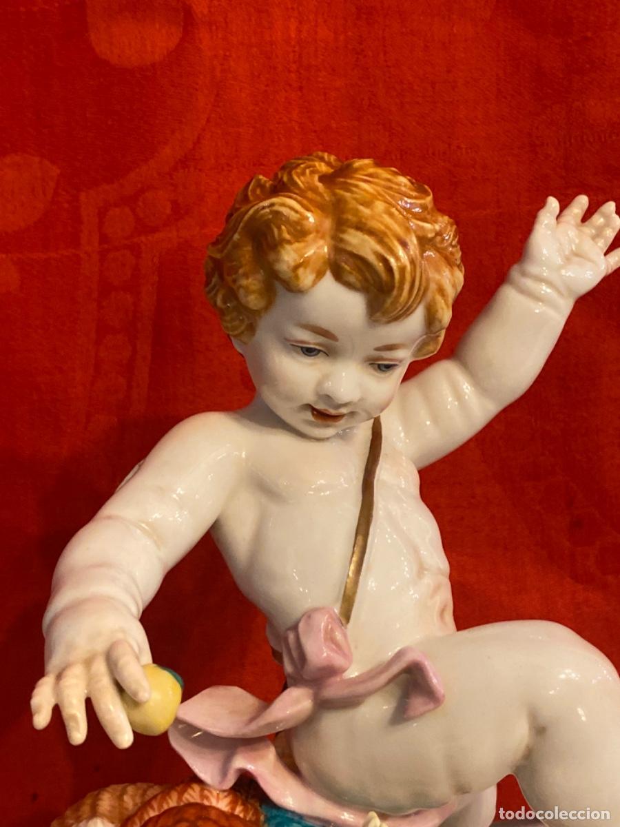 Antig&uuml;edades: &Aacute;NGEL CON FAIS&Aacute;N, EN PORCELANA DE ALGORA. - Foto 4