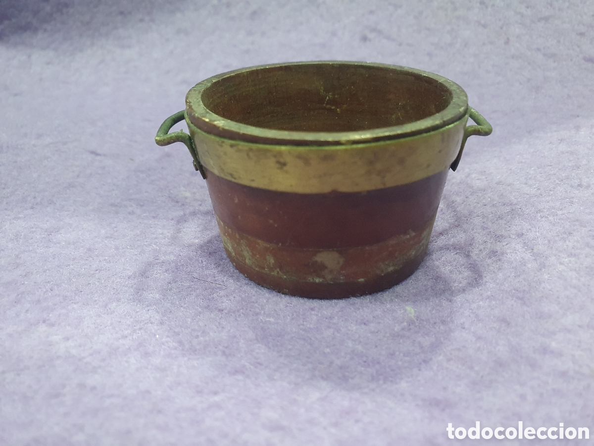Antig&uuml;edades: Caldero de madera en miniatura. (L129) - Foto 1