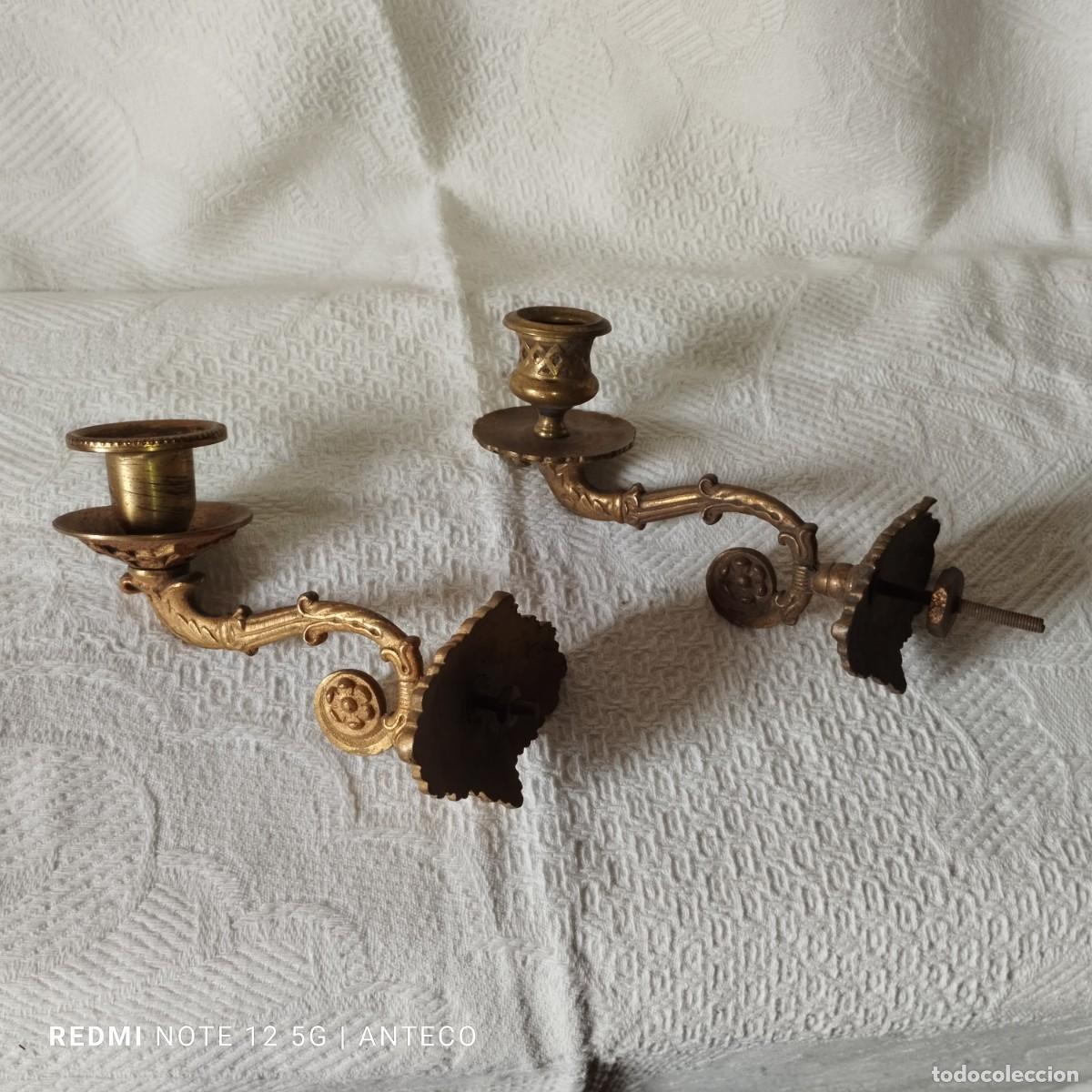 Antig&uuml;edades: PAREJA DE APLIQUES PARA PIANO DE BRONCE - Foto 1