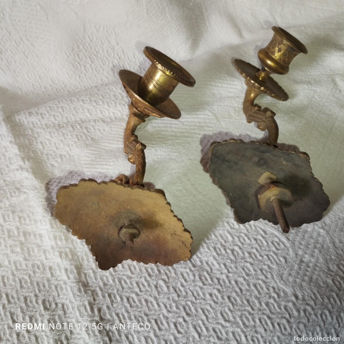 Antig&uuml;edades: PAREJA DE APLIQUES PARA PIANO DE BRONCE - Foto 2