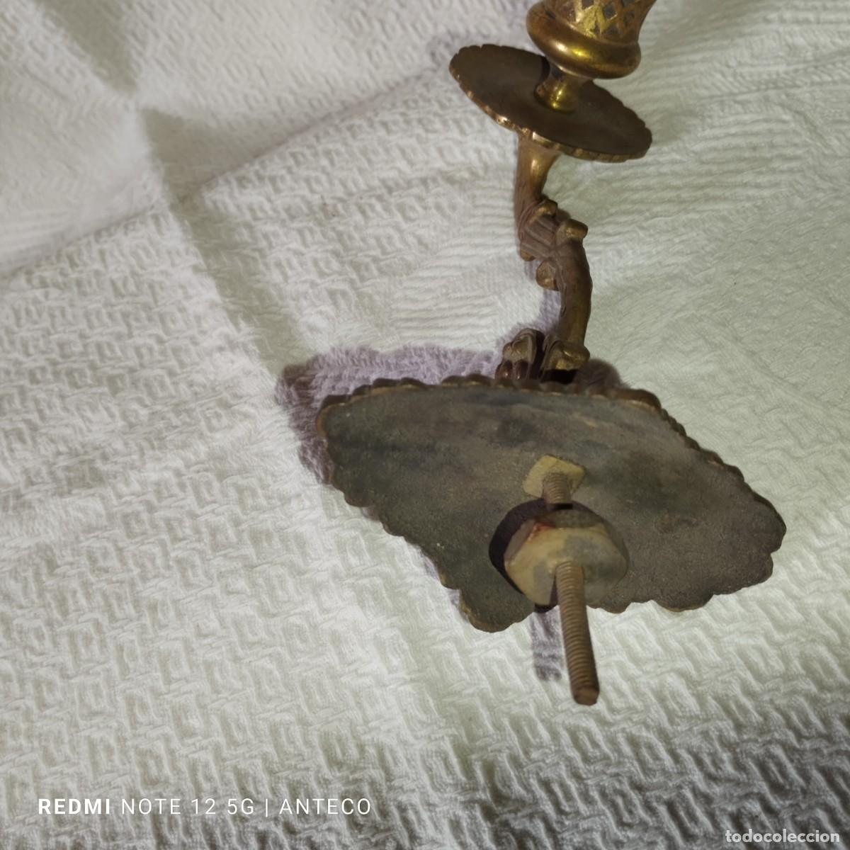 Antig&uuml;edades: PAREJA DE APLIQUES PARA PIANO DE BRONCE - Foto 7