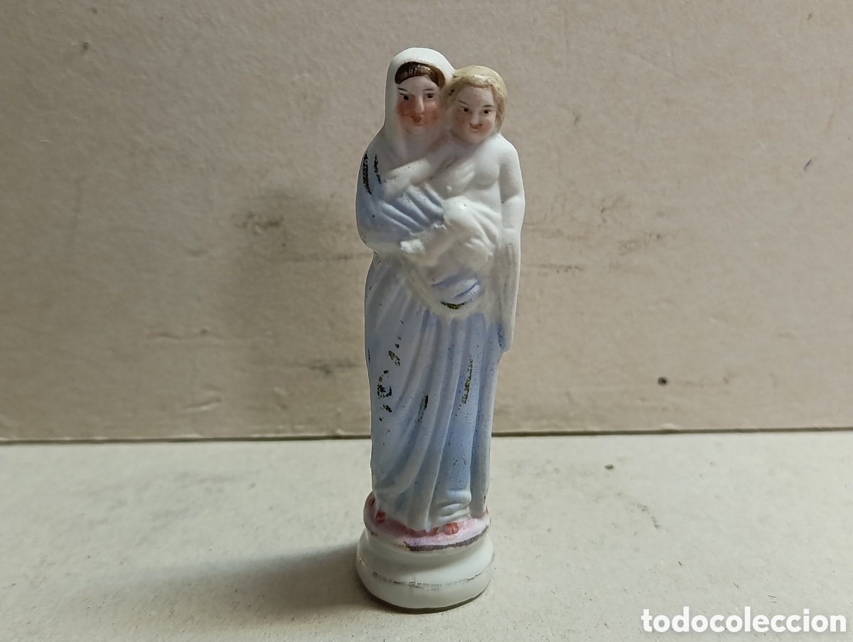 Antig&uuml;edades: VIRGEN CON NI&Ntilde;O EN PORCELANA BISCUIT.