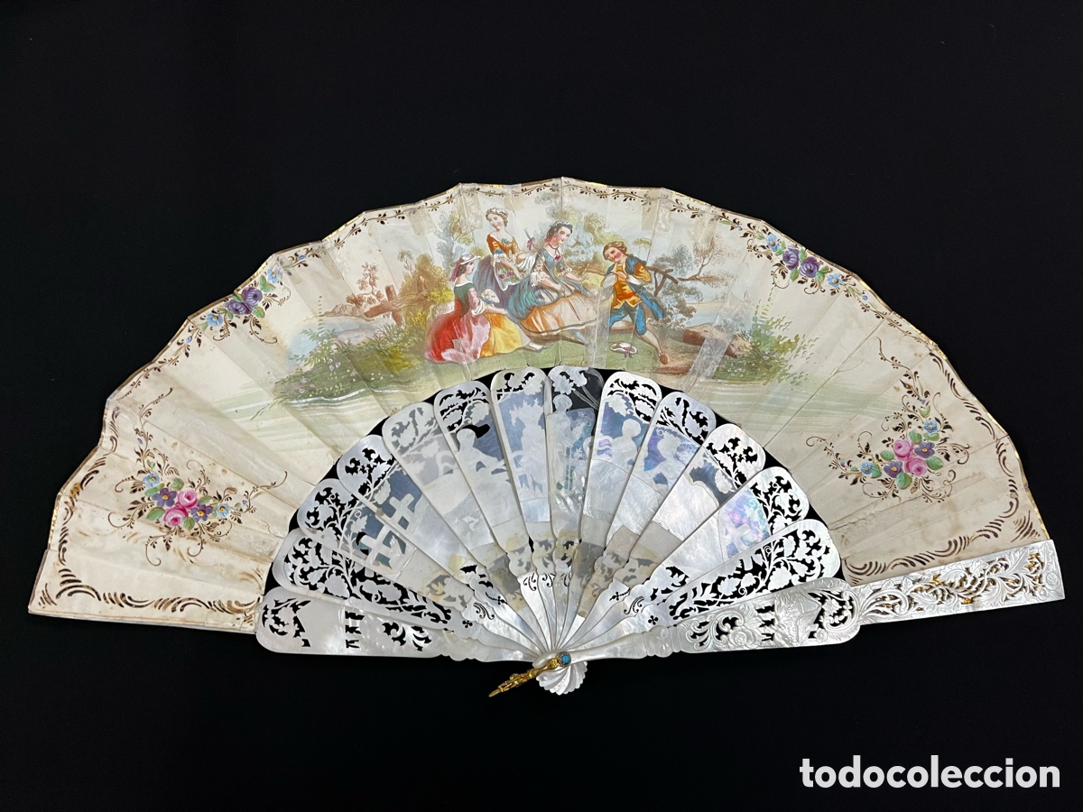 Antig&uuml;edades: Antiguo abanico de n&aacute;car. - Foto 7