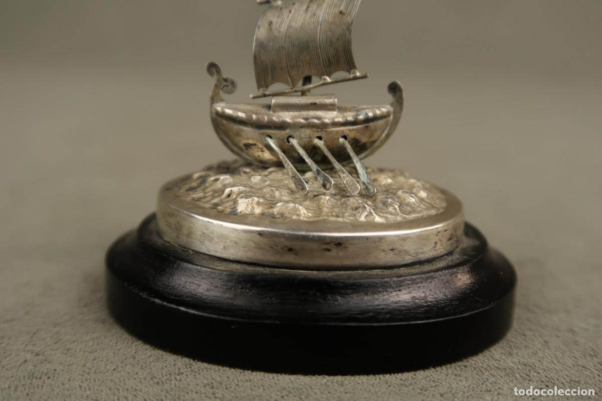 Antig&uuml;edades: Antigua Miniatura Barco de Plata - Foto 4