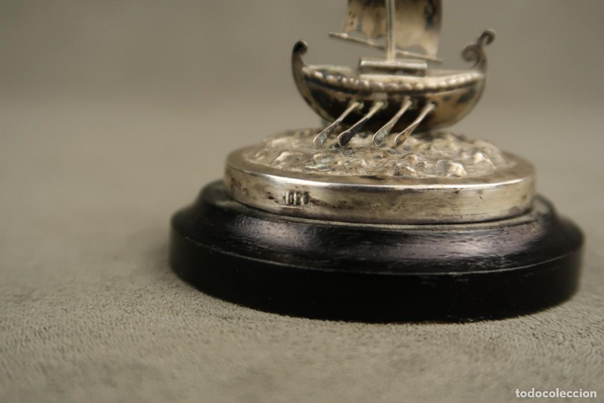 Antig&uuml;edades: Antigua Miniatura Barco de Plata - Foto 9