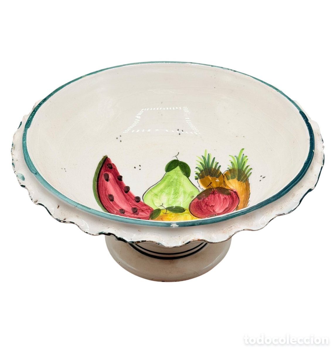 Antig&uuml;edades: Antiguo Frutero de Cer&aacute;mica Pintada