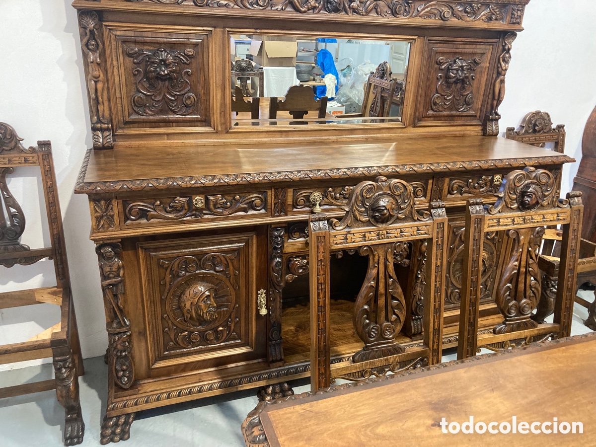 Antig&uuml;edades: Antiguo comedor de nogal restaurado - Foto 4