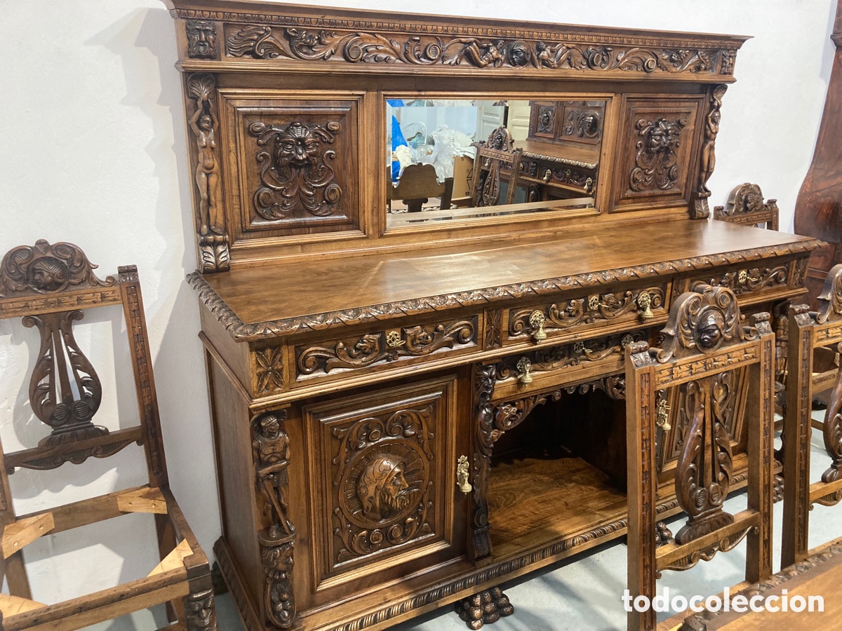Antig&uuml;edades: Antiguo comedor de nogal restaurado - Foto 5