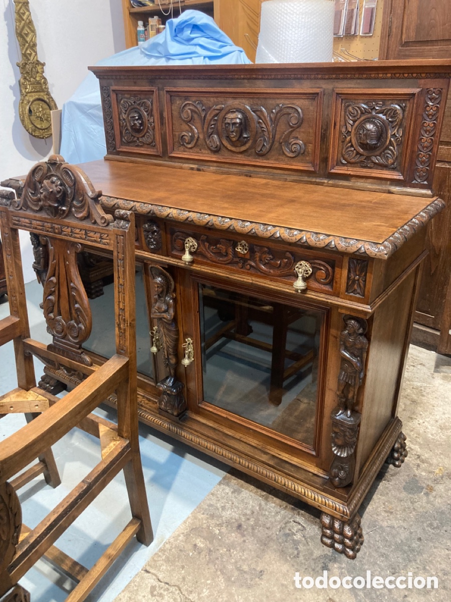 Antig&uuml;edades: Antiguo comedor de nogal restaurado - Foto 6