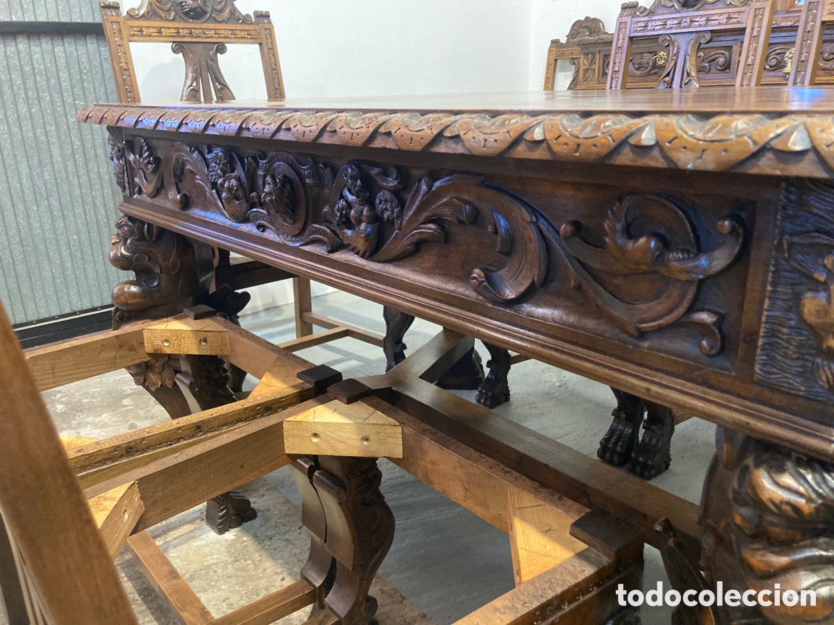 Antig&uuml;edades: Antiguo comedor de nogal restaurado - Foto 14