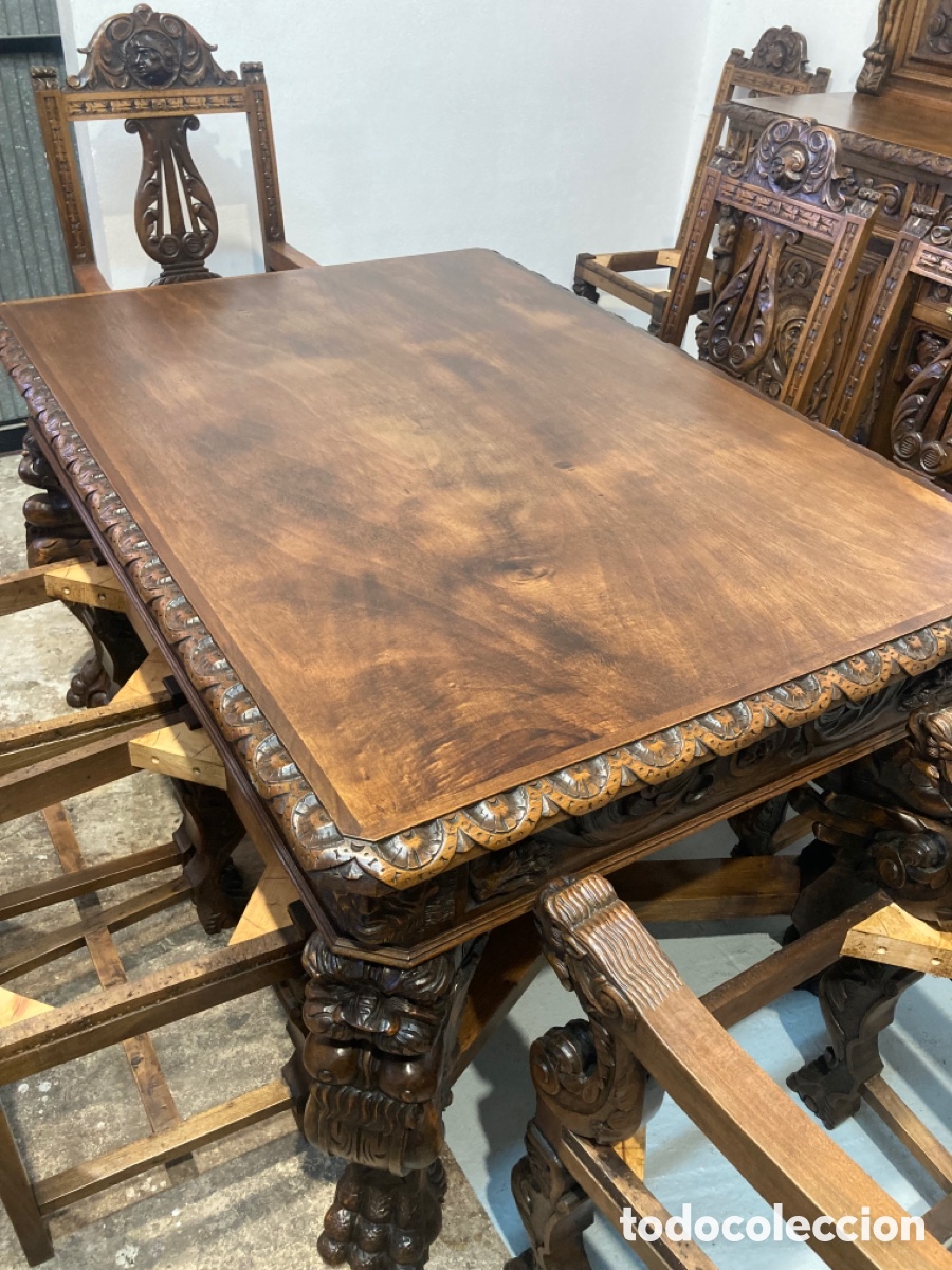Antig&uuml;edades: Antiguo comedor de nogal restaurado - Foto 16