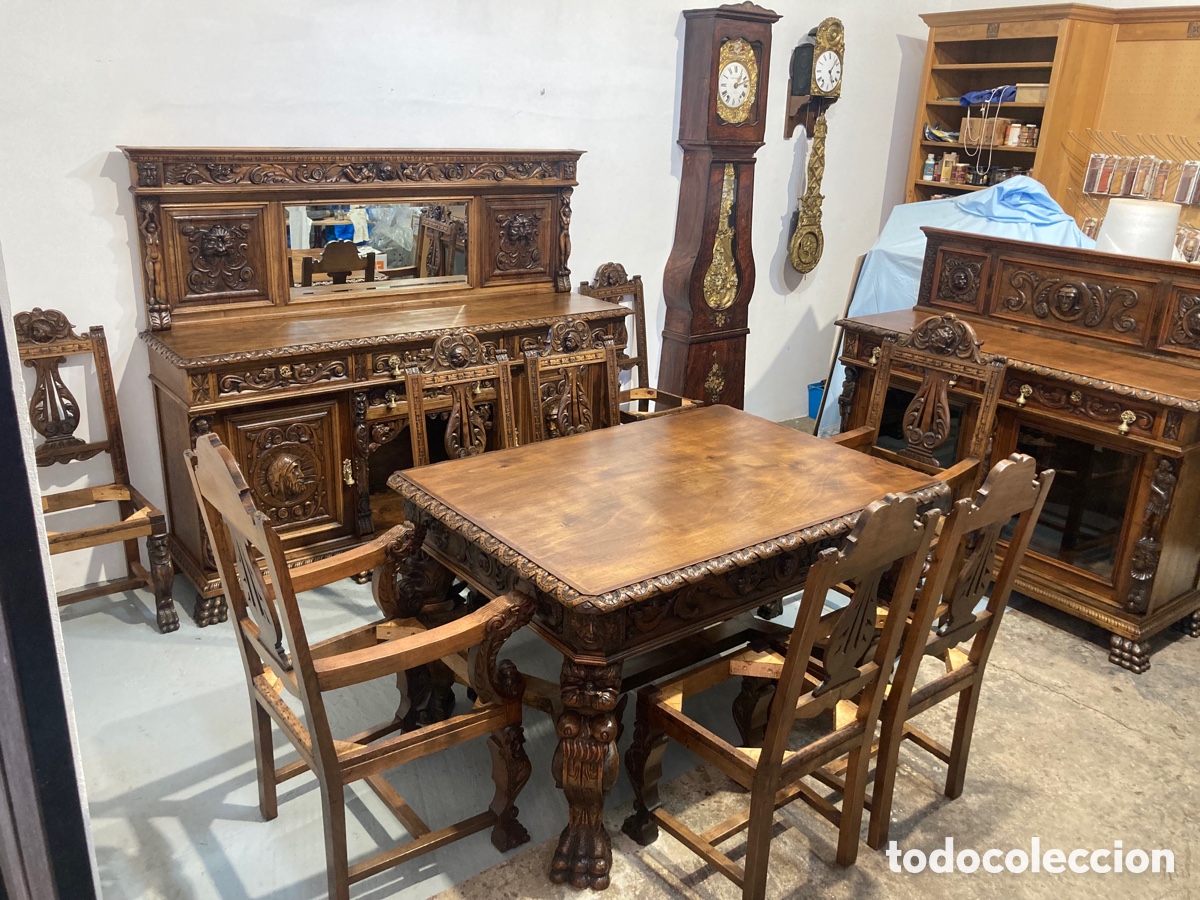 Antig&uuml;edades: Antiguo comedor de nogal restaurado - Foto 1