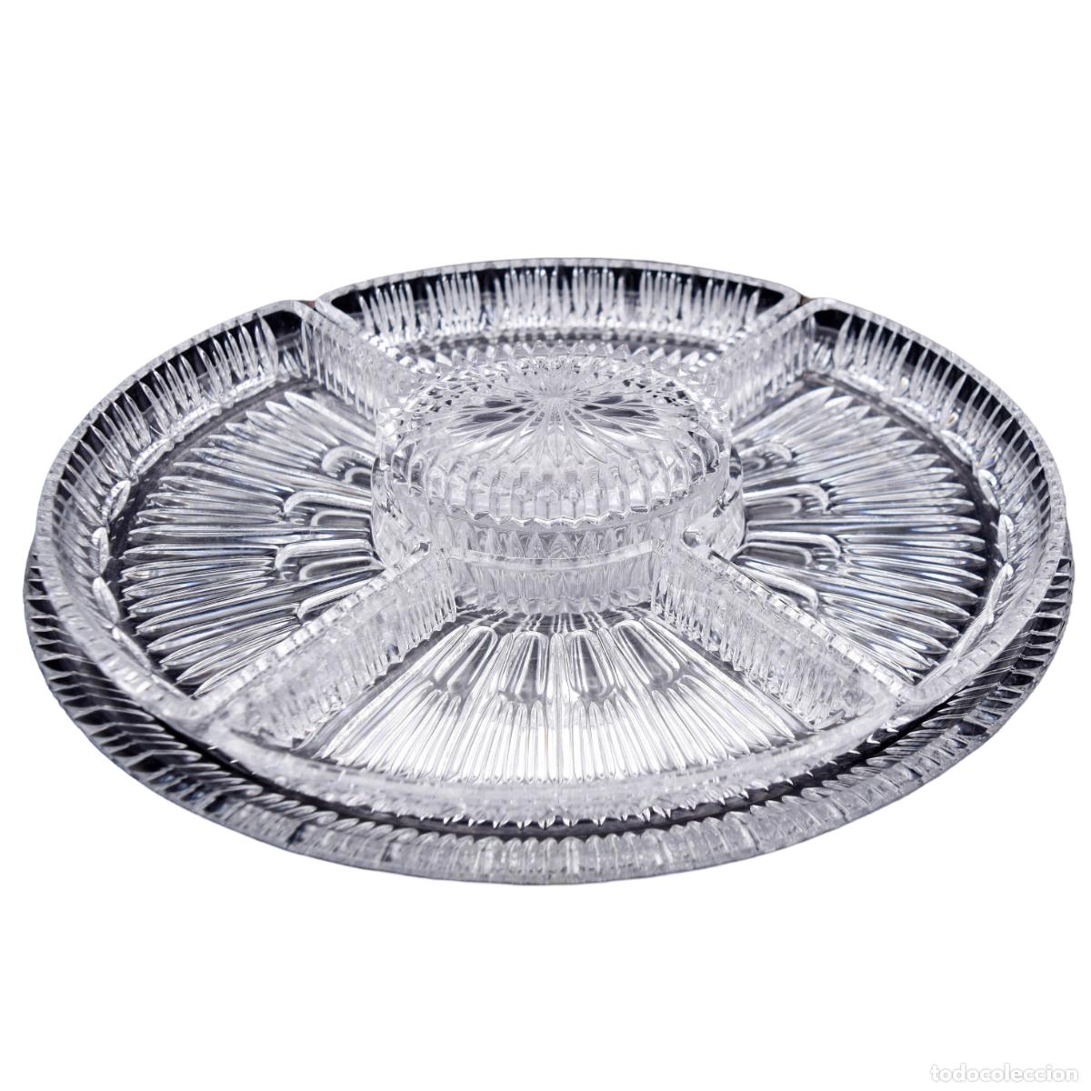 Antig&uuml;edades: Bandeja para entremeses de cristal - Gran tama&ntilde;o