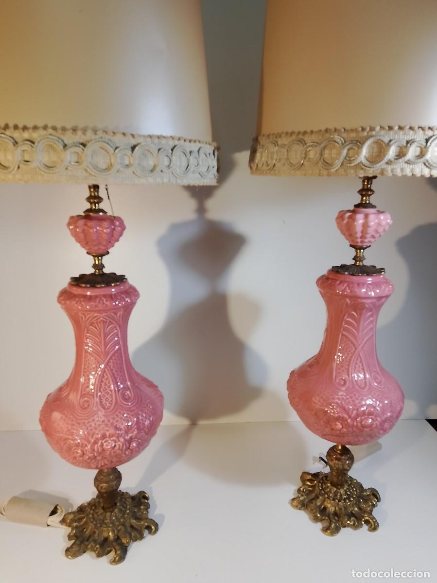 Antig&uuml;edades: pareja de lamparas -Manises- - Foto 1