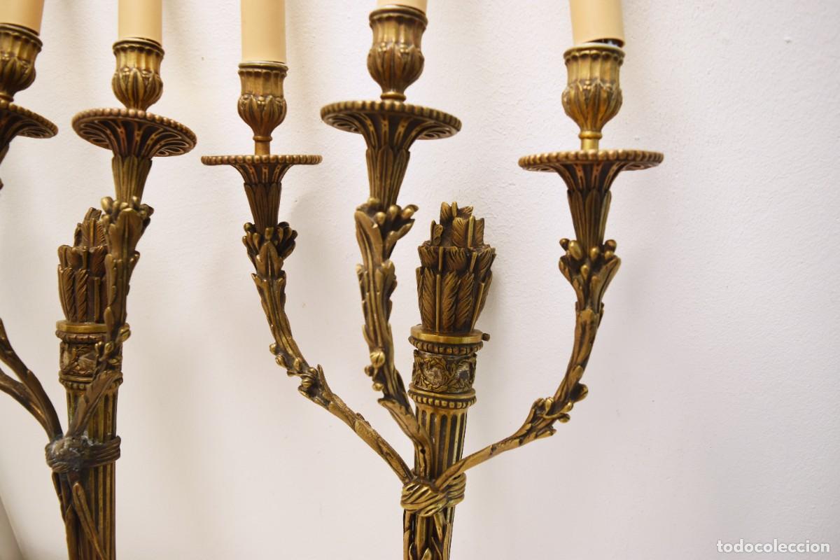 Antig&uuml;edades: Apliques de pared de bronce de buen tama&ntilde;o - Foto 7