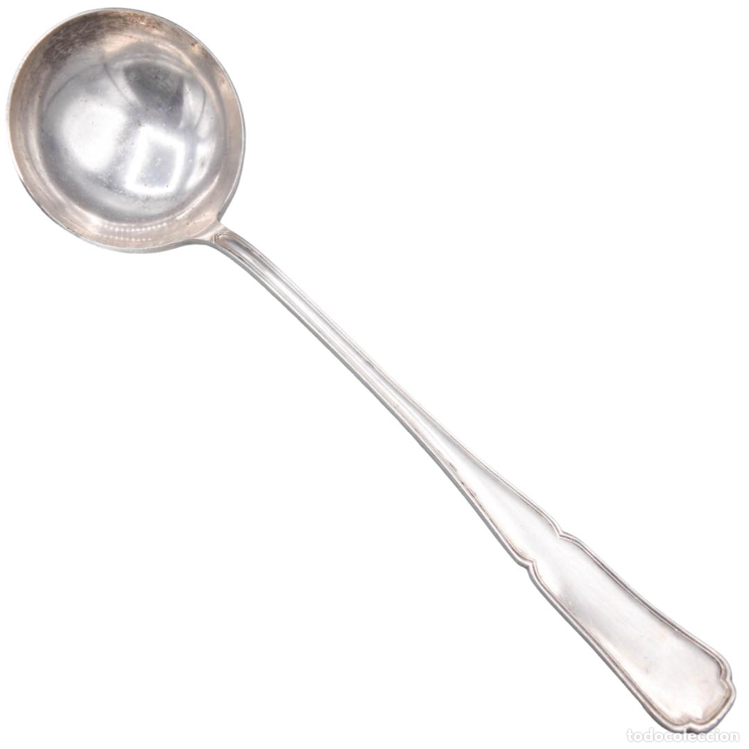Antig&uuml;edades: Cuchar&oacute;n grande de metal plateado - Foto 1