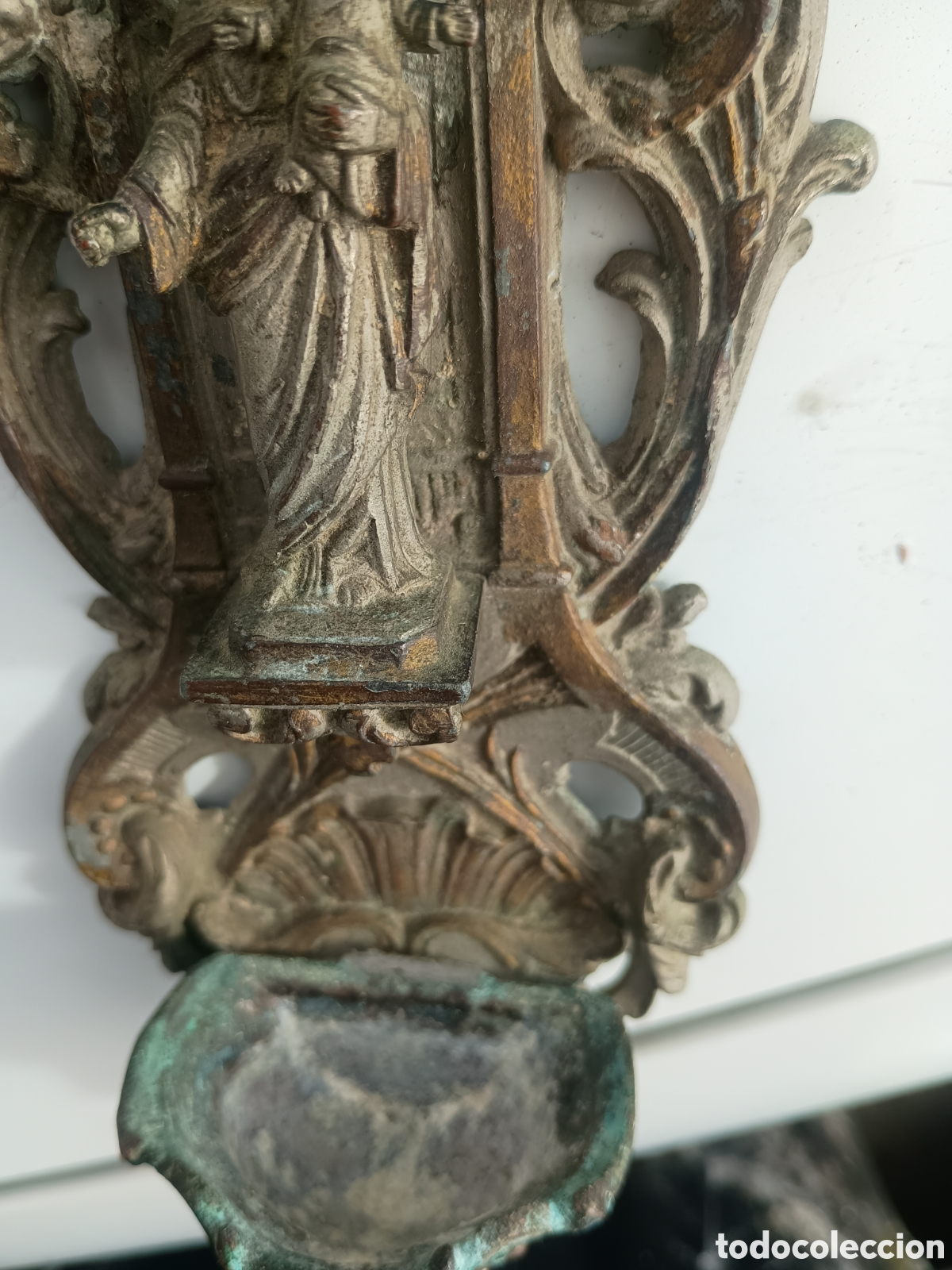 Antig&uuml;edades: Benditera metal virgen con ni&ntilde;o - Foto 3