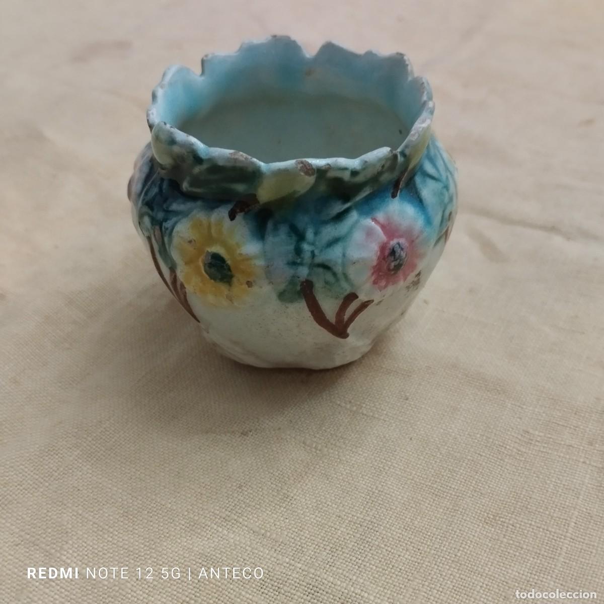 Antig&uuml;edades: MACETERO MINI DE PORCELANA DECORADA A MANO - Foto 1