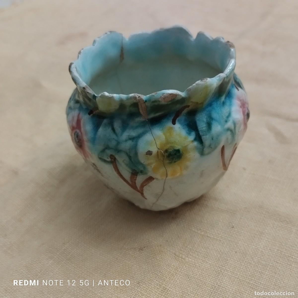 Antig&uuml;edades: MACETERO MINI DE PORCELANA DECORADA A MANO - Foto 2