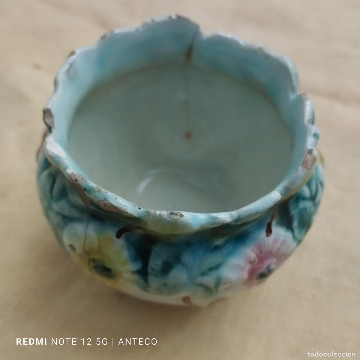 Antig&uuml;edades: MACETERO MINI DE PORCELANA DECORADA A MANO - Foto 5