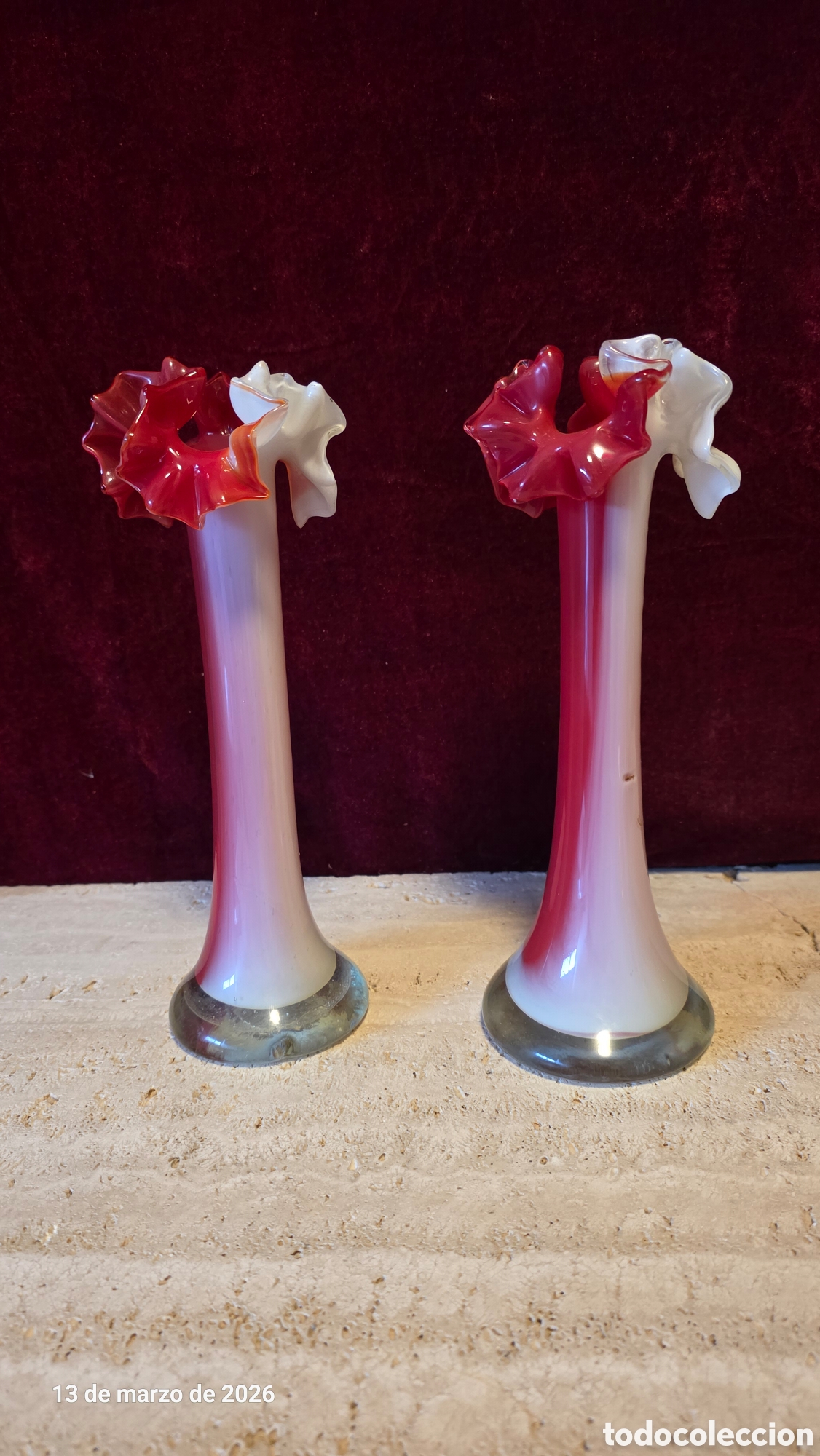 Antig&uuml;edades: Pareja jarrones cristal de murano - Foto 3