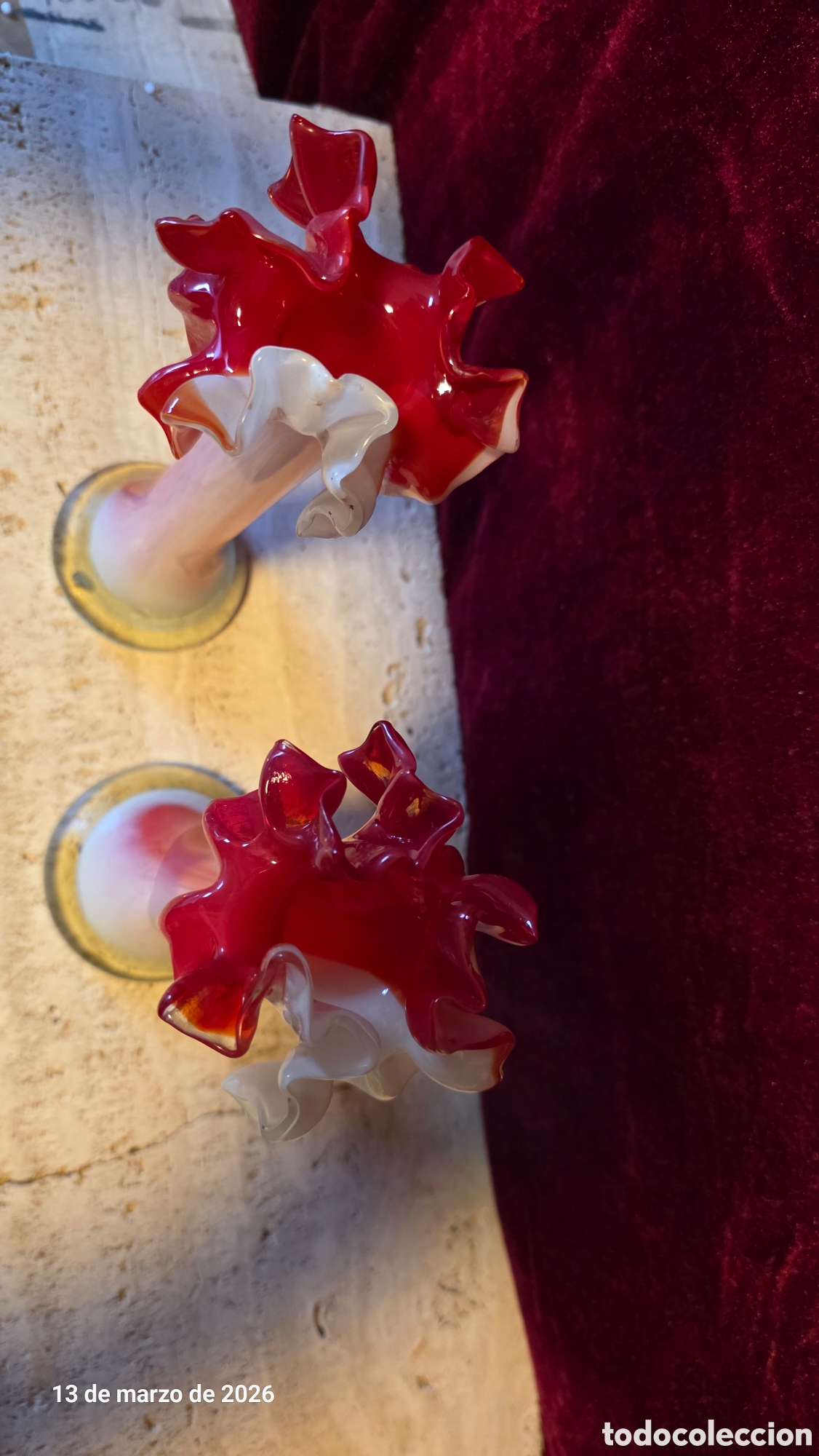 Antig&uuml;edades: Pareja jarrones cristal de murano - Foto 4