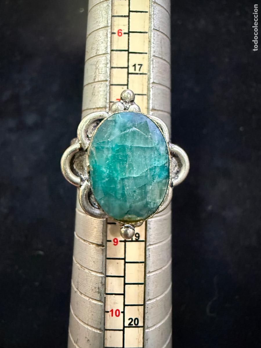 Antig&uuml;edades: ANILLO PLATA DE LEY Y PIEDRA NATURAL CENTRAL - Foto 1