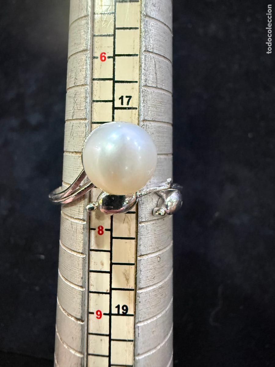 Antig&uuml;edades: ANILLO PLATA DE LEY CONTRASTADO Y PERLA NATURAL