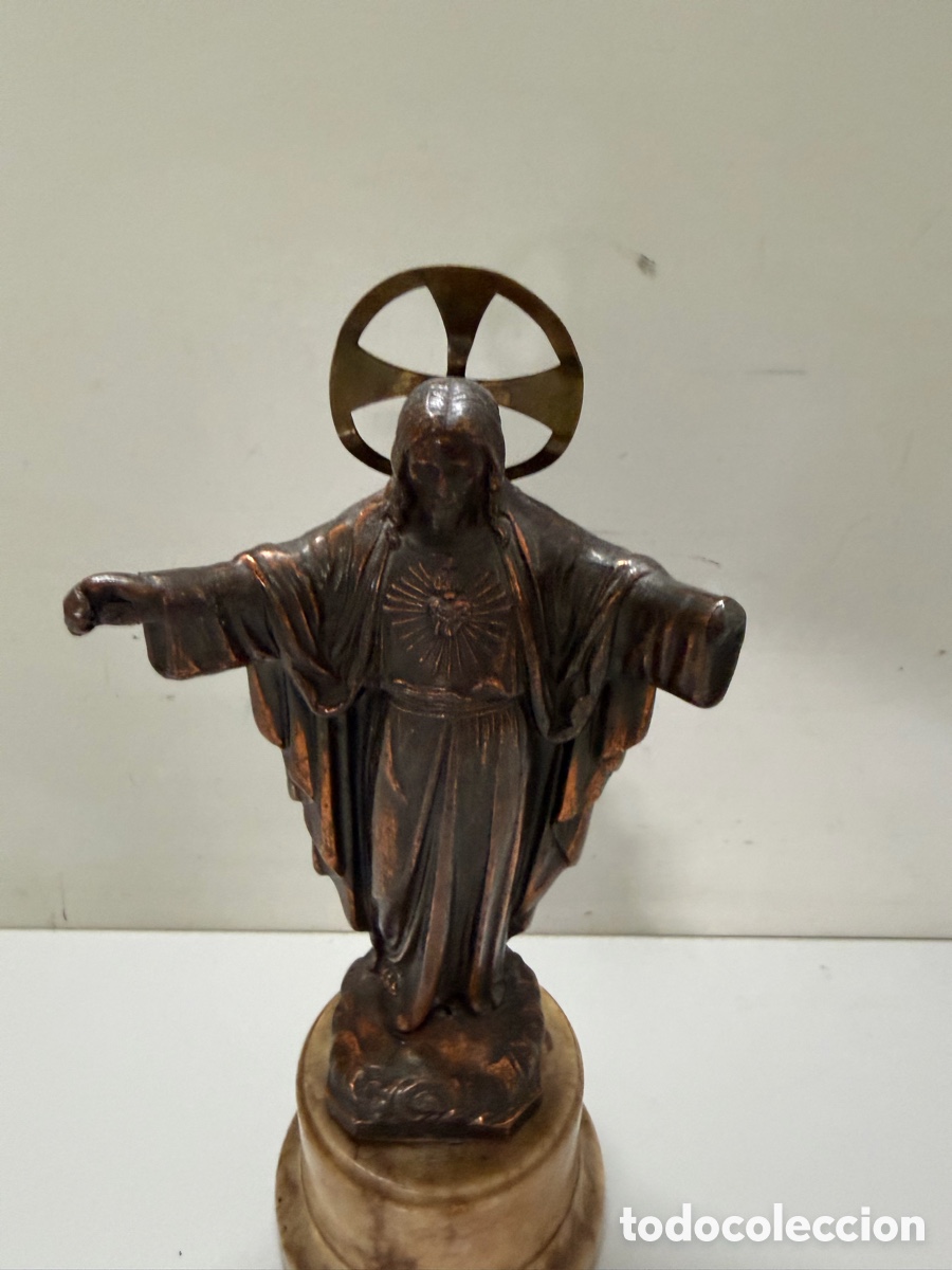 Antig&uuml;edades: Sagrado Coraz&oacute;n de Jes&uacute;s con peana - Foto 2