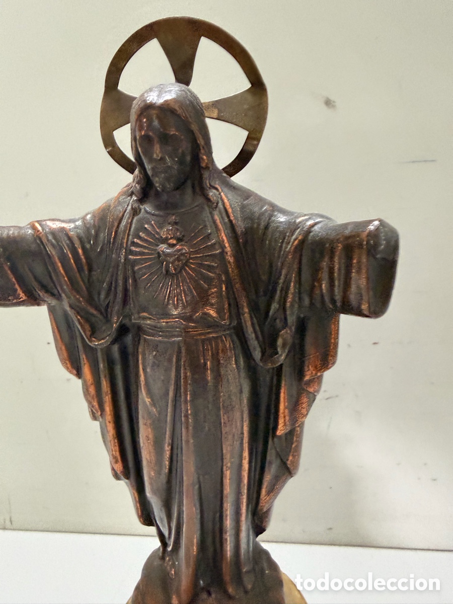 Antig&uuml;edades: Sagrado Coraz&oacute;n de Jes&uacute;s con peana - Foto 3