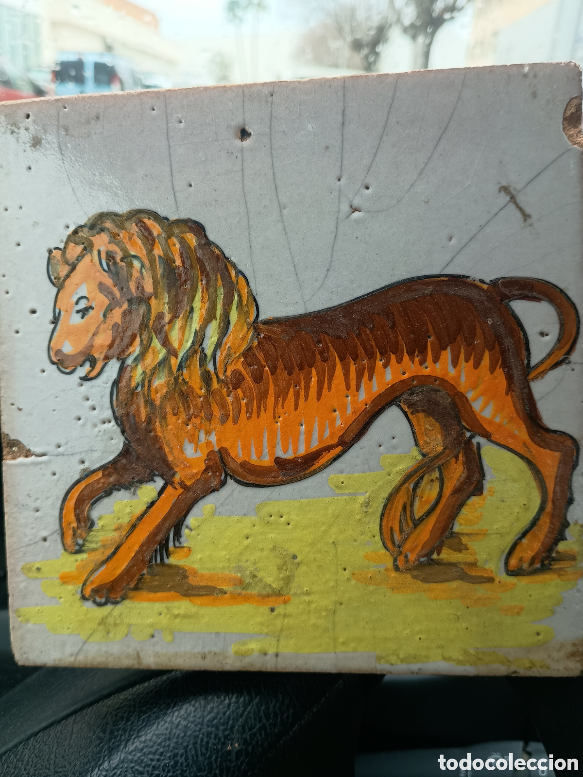 Antig&uuml;edades: Azulejo barro cocido le&oacute;n - Foto 2