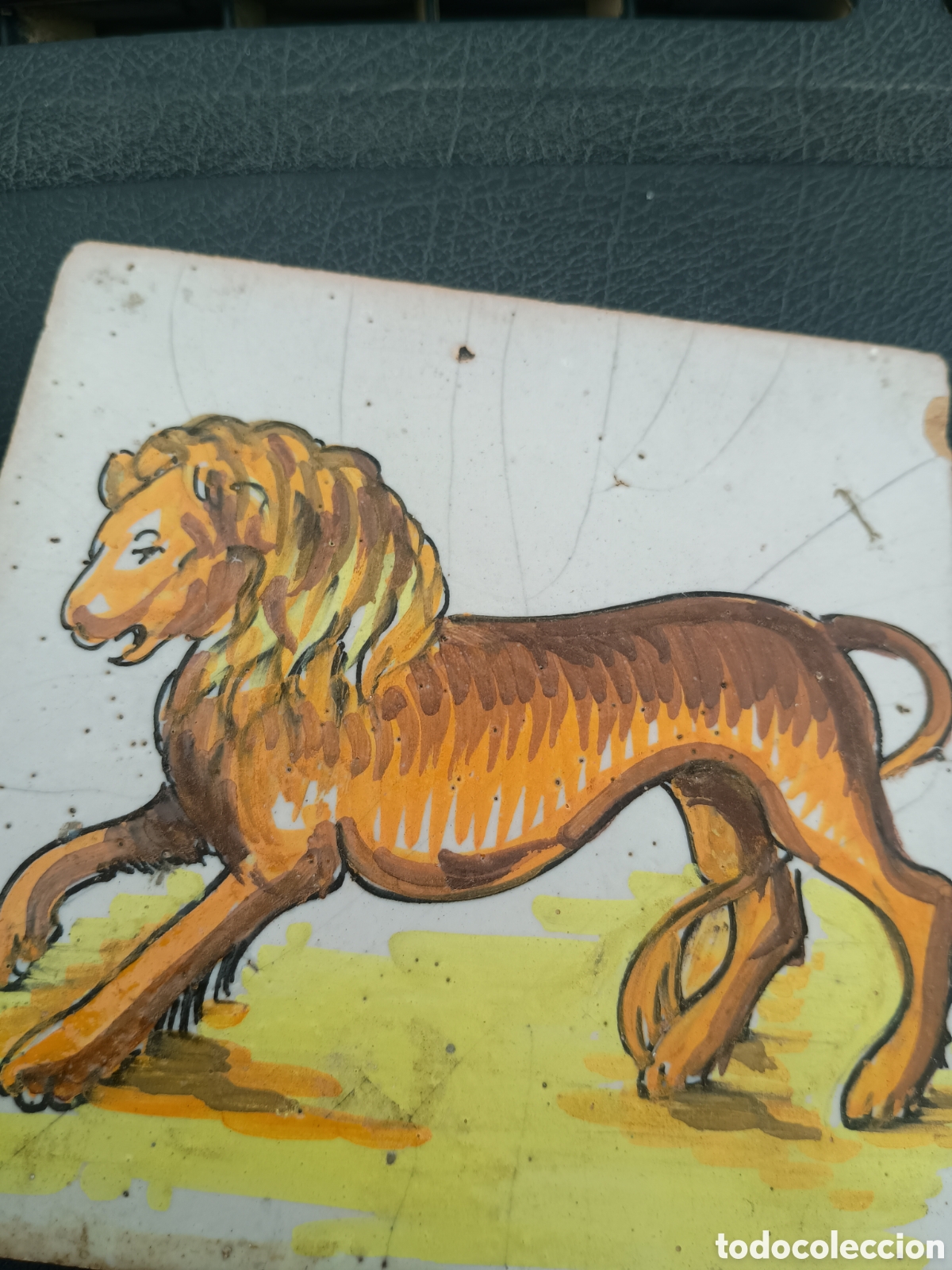 Antig&uuml;edades: Azulejo barro cocido le&oacute;n - Foto 3