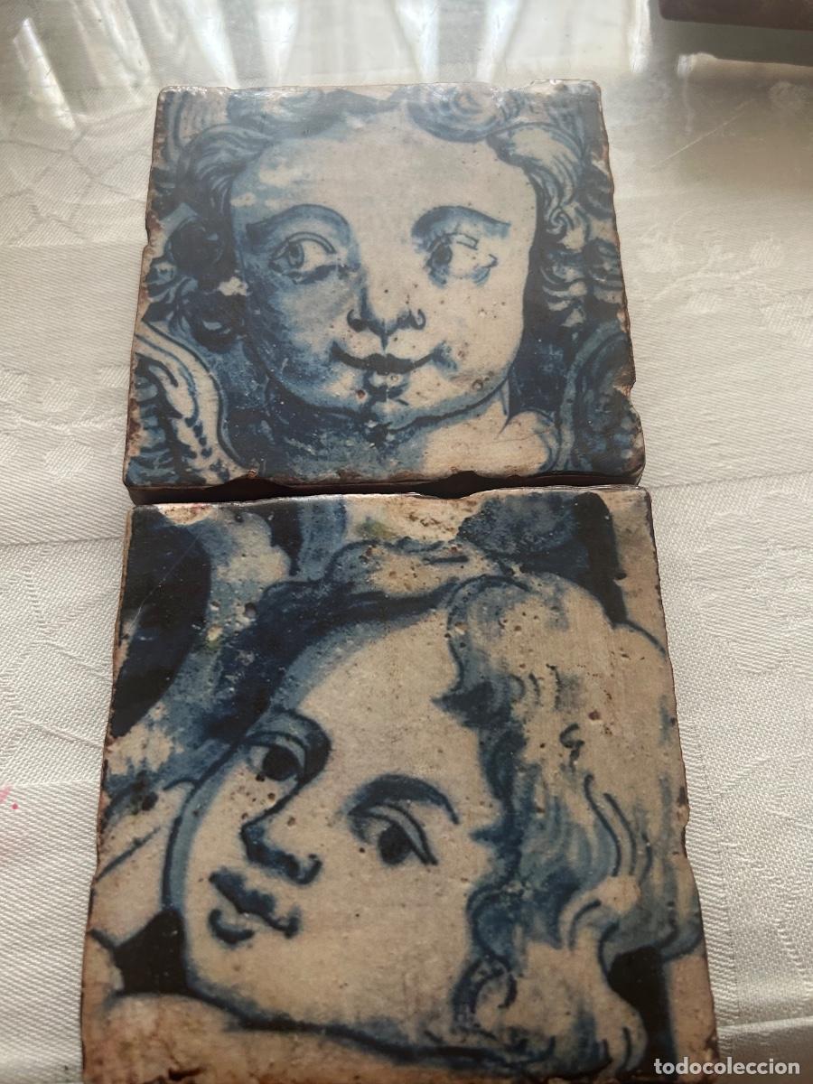 Antig&uuml;edades: Pareja de azulejos pintados - Foto 3