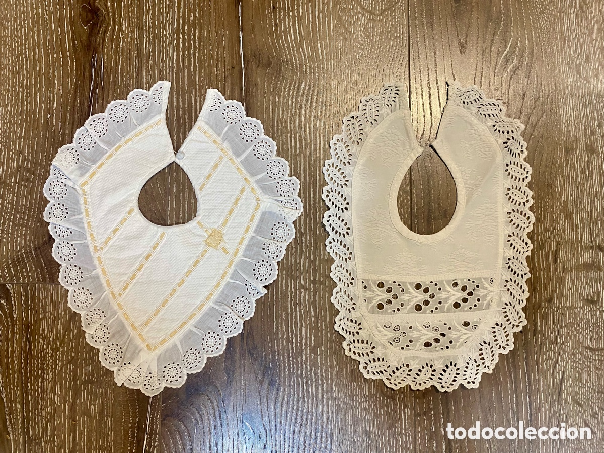 Antiquit&eacute;s: Baberos o cuellos de encaje bebes antiguos