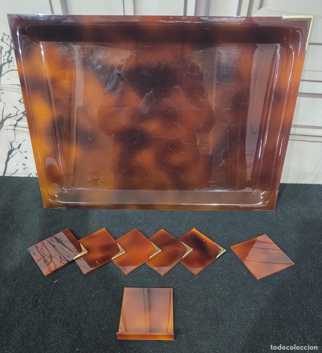 Antig&uuml;edades: Bandeja y posa vasos de carey o simil - Foto 4