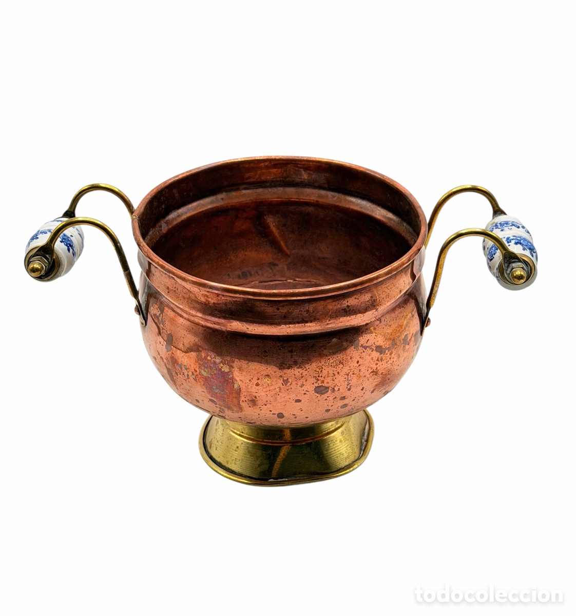 Antig&uuml;edades: Antiguo Recipiente de Cobre con Cer&aacute;mica