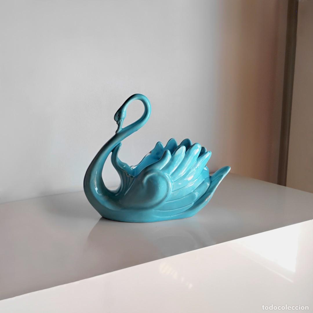 Antig&uuml;edades: MACETERO O CENTRO DE MESA CON FORMA DE CISNE - MANISES - Foto 3