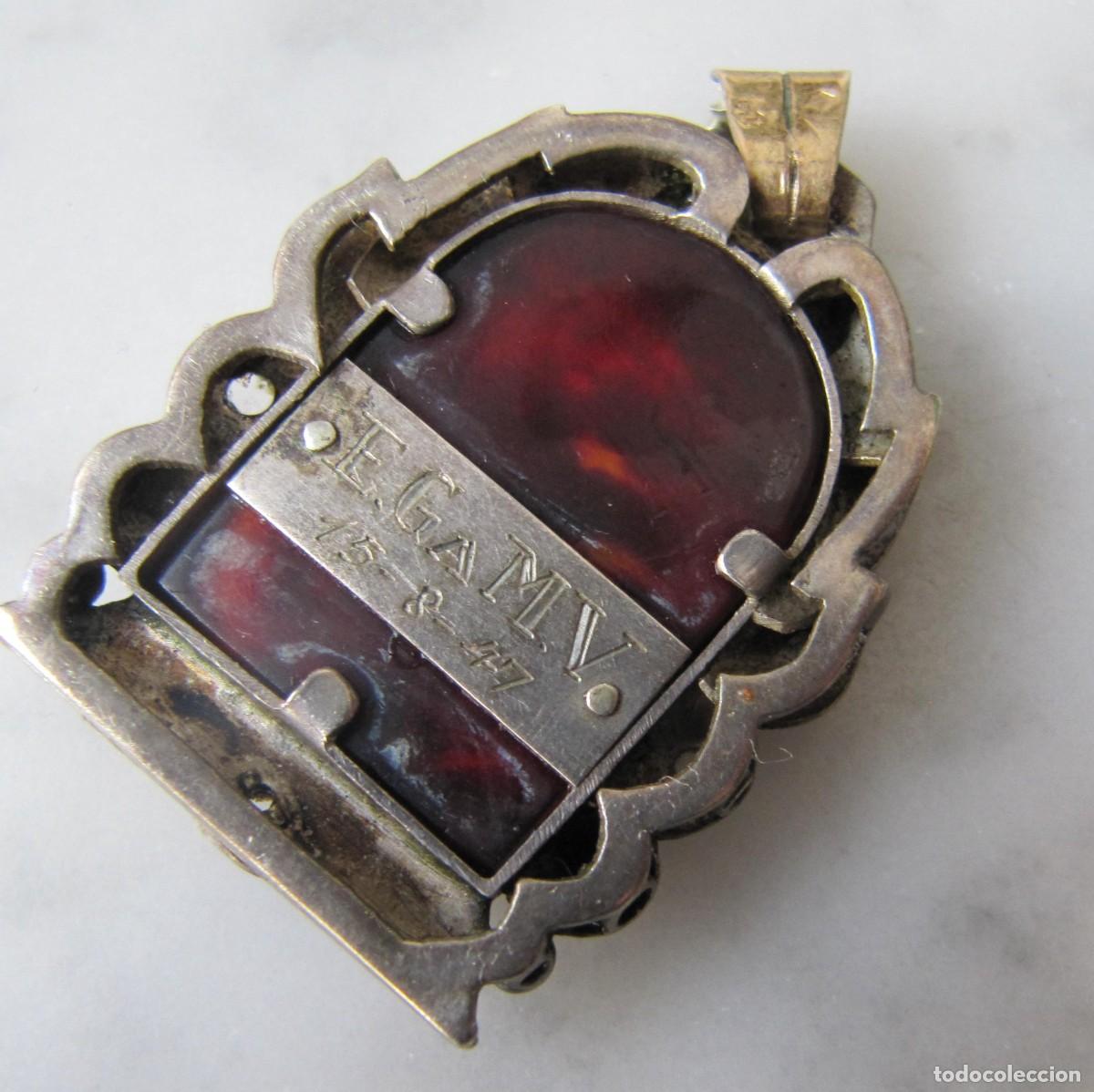 Antig&uuml;edades: Medalla devocional plata con plaqu&eacute; de oro a&ntilde;os 40 - Foto 7