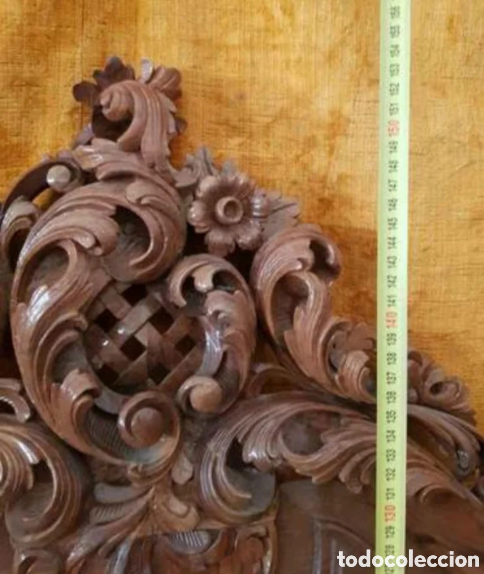 Antig&uuml;edades: Cabecero tallado de nogal 150 cm - Foto 4
