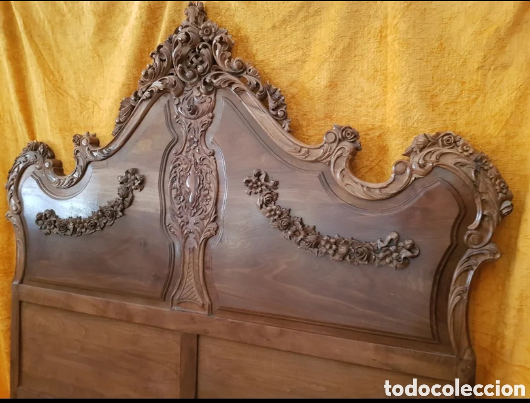 Antig&uuml;edades: Cabecero tallado de nogal 150 cm - Foto 5