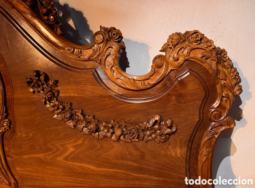 Antig&uuml;edades: Cabecero tallado de nogal 150 cm - Foto 7