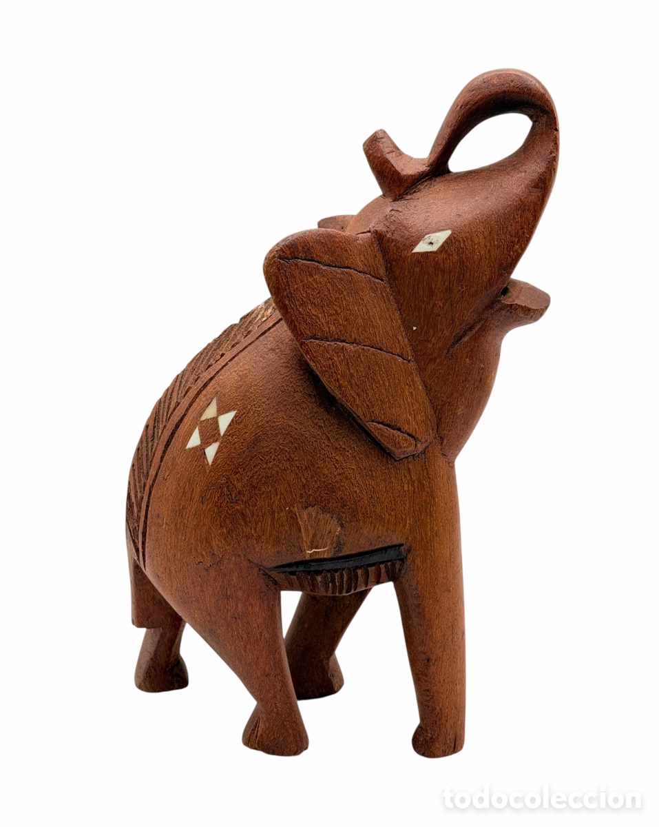 Antig&uuml;edades: Antigua Figura de Elefante de Madera
